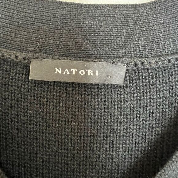 Natori Black Long Sleeve Cashmere Blend V-Neck Oversized Sweater Size Small - Picture 8 of 9